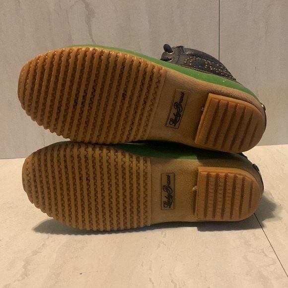 Lucky Brand Waterproof Boot Women 8M Leather Duck Muck Rain Green Black Classic - Picture 6 of 12